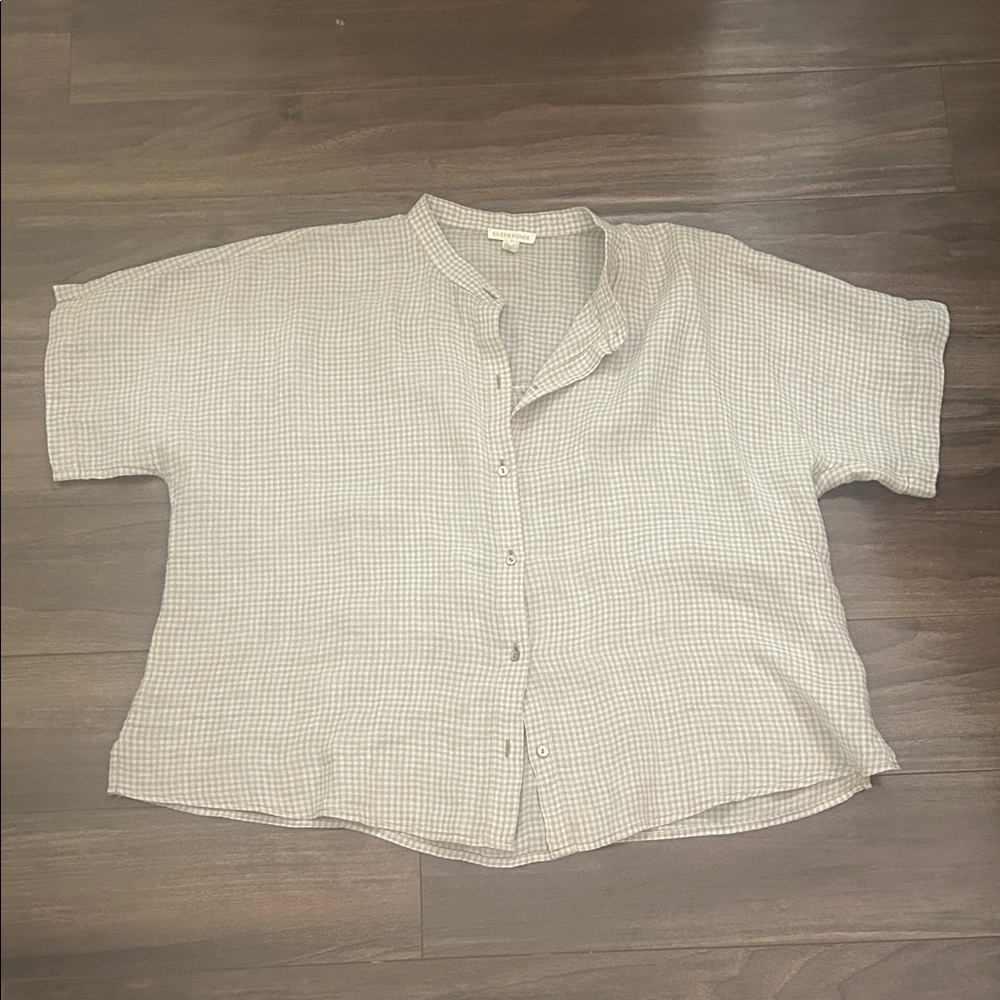Eileen Fisher tan  Button Down Shirt